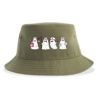 Ghost Nurse Halloween Halloween Nurse Sustainable Bucket Hat