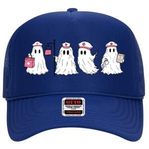 Ghost Nurse Halloween Halloween Nurse High Crown Mesh Back Trucker Hat