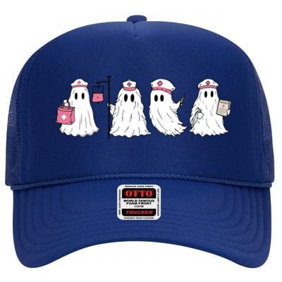 Ghost Nurse Halloween Halloween Nurse High Crown Mesh Back Trucker Hat