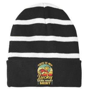 Game Night Host I Lucky Board Game Night Striped Beanie with Solid Band