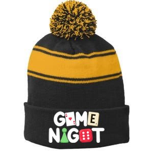 Game Night Host Board Games Trivia Night Team Women Men Stripe Pom Pom Beanie