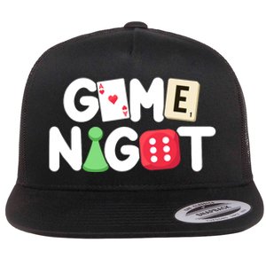 Game Night Host Board Games Trivia Night Team Women Men Flat Bill Trucker Hat