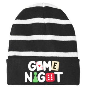 Game Night Host Board Games Trivia Night Team Women Men Striped Beanie with Solid Band