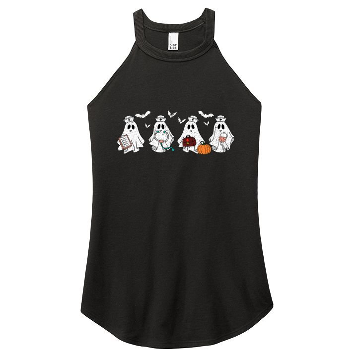 Ghost Nurses Halloween Crew Funny Costume Scrub Top Cool Gift Women's Perfect Tri Rocker Tank
