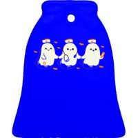 Ghost Nurses Halloween Crew Funny Costume Scrub Top Gift Ceramic Bell Ornament