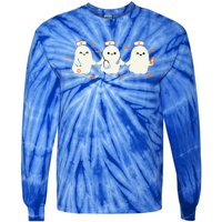 Ghost Nurses Halloween Crew Funny Costume Scrub Top Gift Tie-Dye Long Sleeve Shirt