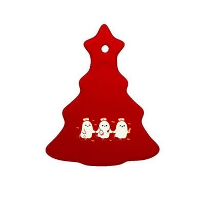 Ghost Nurses Halloween Crew Funny Costume Scrub Top Gift Ceramic Tree Ornament