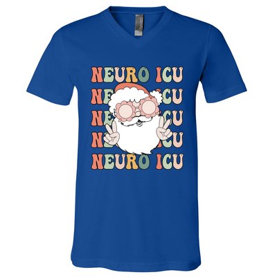 Groovy Neuro Icu Christmas Neurology Squad Secret Santa Gift V-Neck T-Shirt