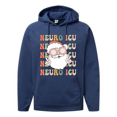 Groovy Neuro Icu Christmas Neurology Squad Secret Santa Gift Performance Fleece Hoodie