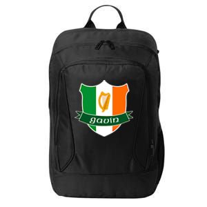 Gavin Name Irish Gift Irish Flag Harp Crest City Backpack