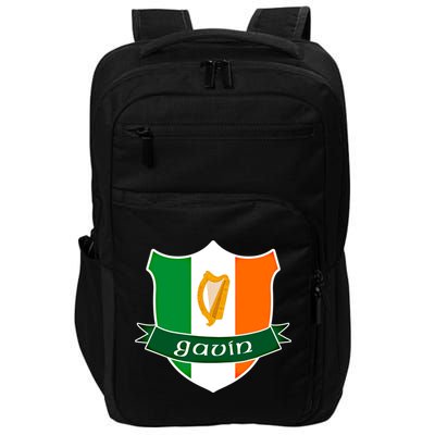 Gavin Name Irish Gift Irish Flag Harp Crest Impact Tech Backpack