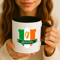 Gavin Name Irish Gift Irish Flag Harp Crest Mug