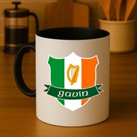 Gavin Name Irish Gift Irish Flag Harp Crest Mug