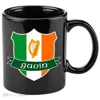Gavin Name Irish Gift Irish Flag Harp Crest 11oz C Handle Ceramic Mug