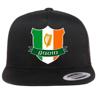 Gavin Name Irish Gift Irish Flag Harp Crest Flatbill Hat