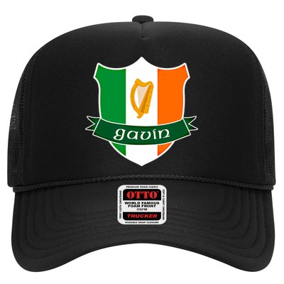 Gavin Name Irish Gift Irish Flag Harp Crest Trucker Hat
