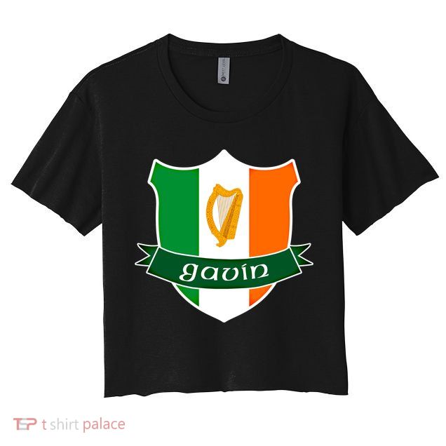 Gavin Name Irish Gift Irish Flag Harp Crest Crop Top