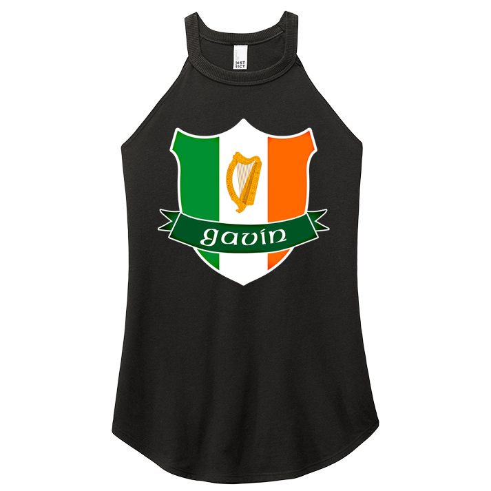 Gavin Name Irish Gift Irish Flag Harp Crest Women's Perfect Tri Rocker Tank