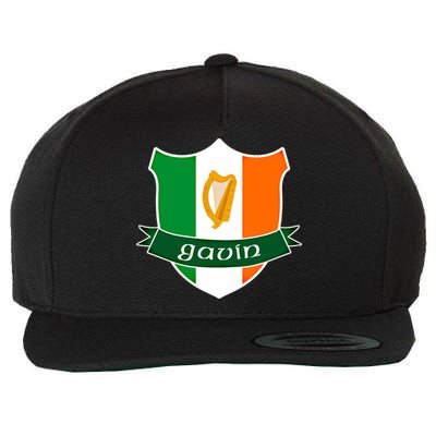 Gavin Name Irish Gift Irish Flag Harp Crest Wool Snapback Cap