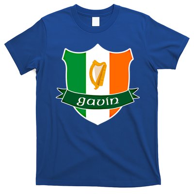Gavin Name Irish Gift Irish Flag Harp Crest T-Shirt