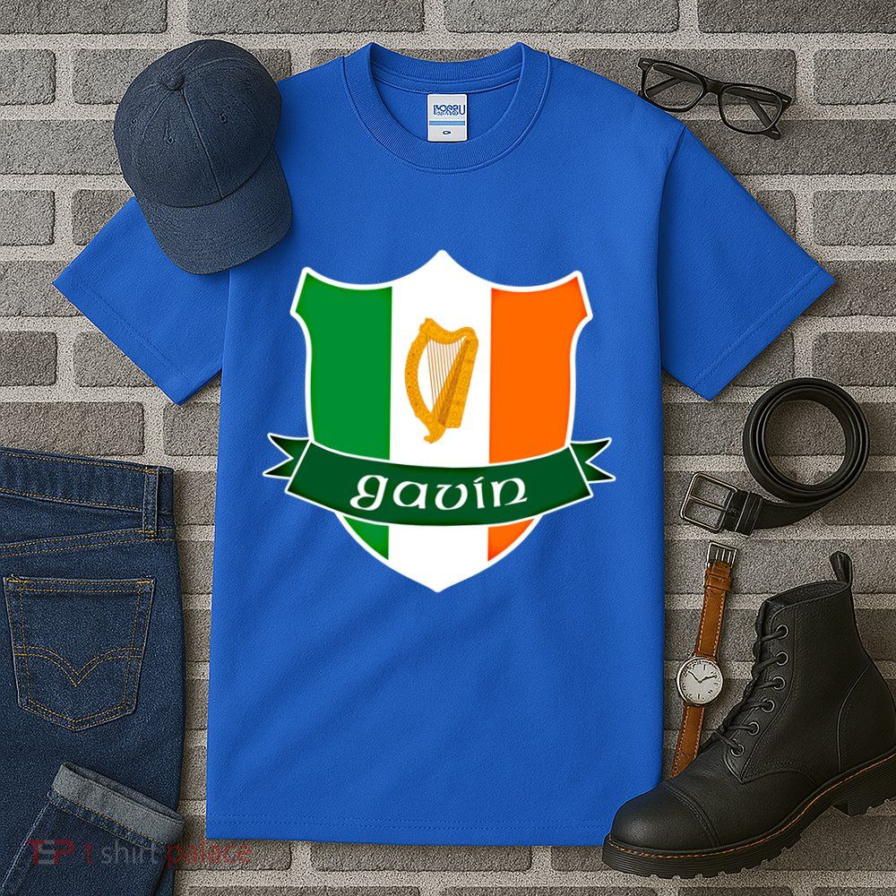 Gavin Name Irish Gift Irish Flag Harp Crest Tall T-Shirt