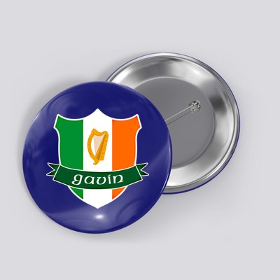Gavin Name Irish Gift Irish Flag Harp Crest Button