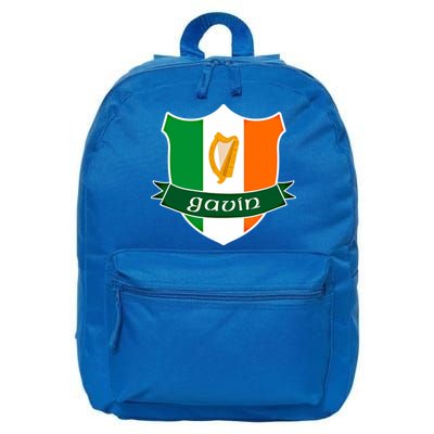 Gavin Name Irish Gift Irish Flag Harp Crest 16 in Basic Backpack