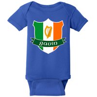Gavin Name Irish Gift Irish Flag Harp Crest Baby Bodysuit
