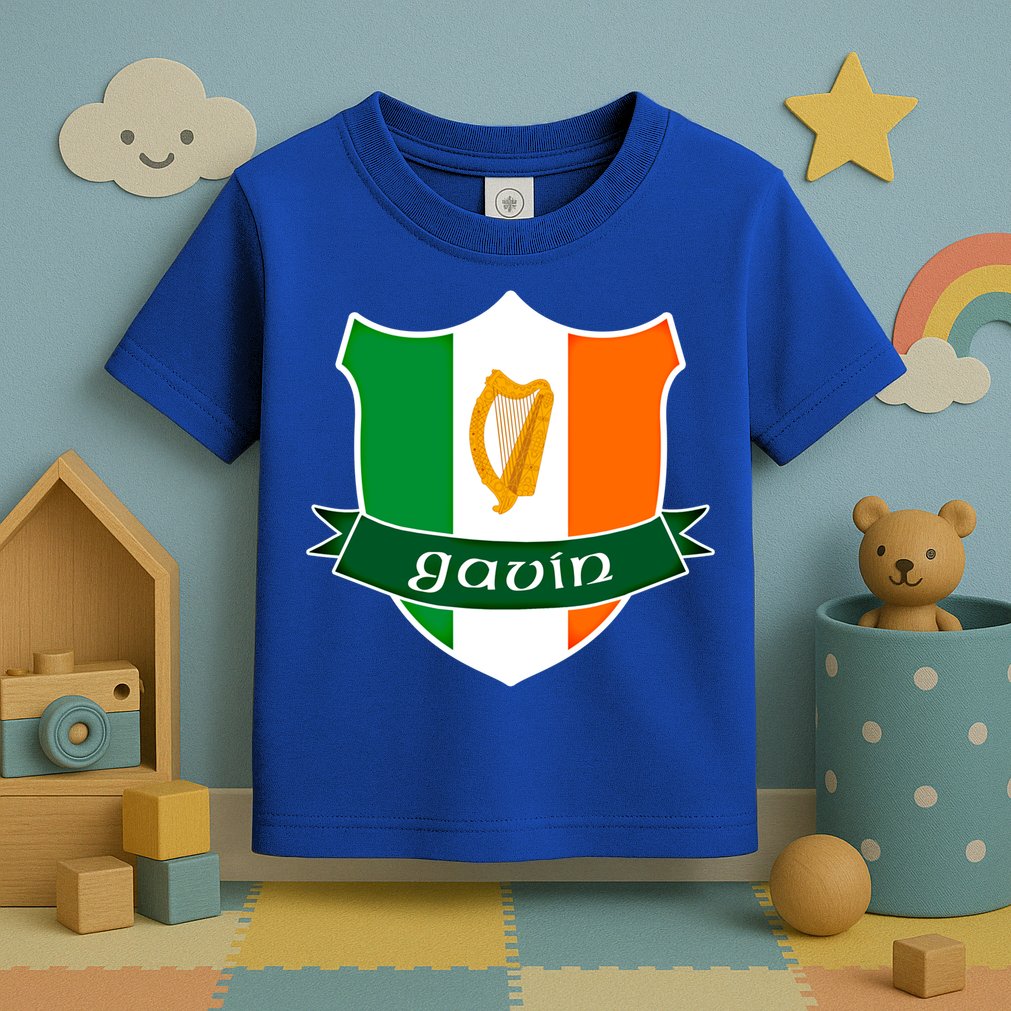 Gavin Name Irish Gift Irish Flag Harp Crest Toddler T-Shirt