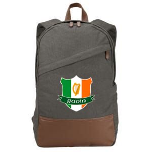 Gavin Name Irish Gift Irish Flag Harp Crest Cotton Canvas Backpack