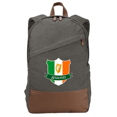 Gavin Name Irish Gift Irish Flag Harp Crest Cotton Canvas Backpack