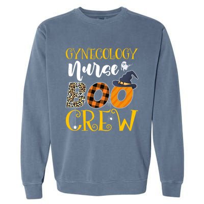 Gynecology Nurse Leopard Nursing Halloween Costume Boo Crew Gift Garment-Dyed Sweatshirt