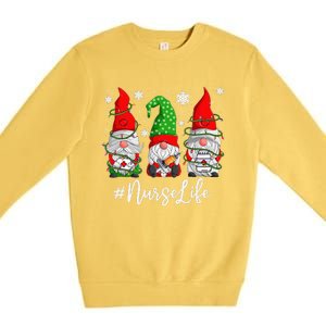 Gnomes Nurse Life Funny Christmas Holiday Funny Premium Crewneck Sweatshirt