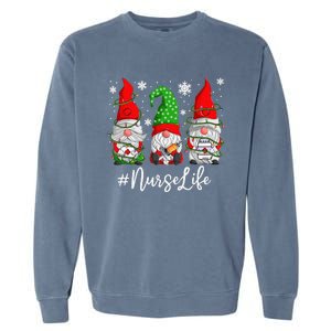 Gnomes Nurse Life Funny Christmas Holiday Funny Garment-Dyed Sweatshirt