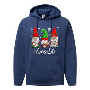 Gnomes Nurse Life Funny Christmas Holiday Funny Performance Fleece Hoodie