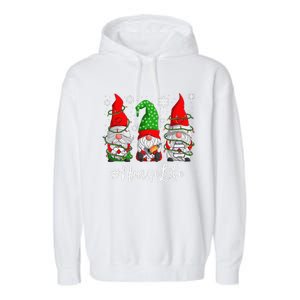 Gnomes Nurse Life Funny Christmas Holiday Funny Garment-Dyed Fleece Hoodie