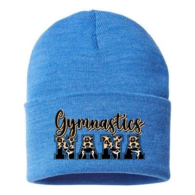 Gymnastics Nana Leopard Grandma Nana Of A Gymnast Nana Meaningful Gift Sustainable Knit Beanie