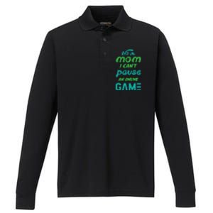 Gaming No Mom I Cant Pause An Online Game Meaningful Gift Performance Long Sleeve Polo