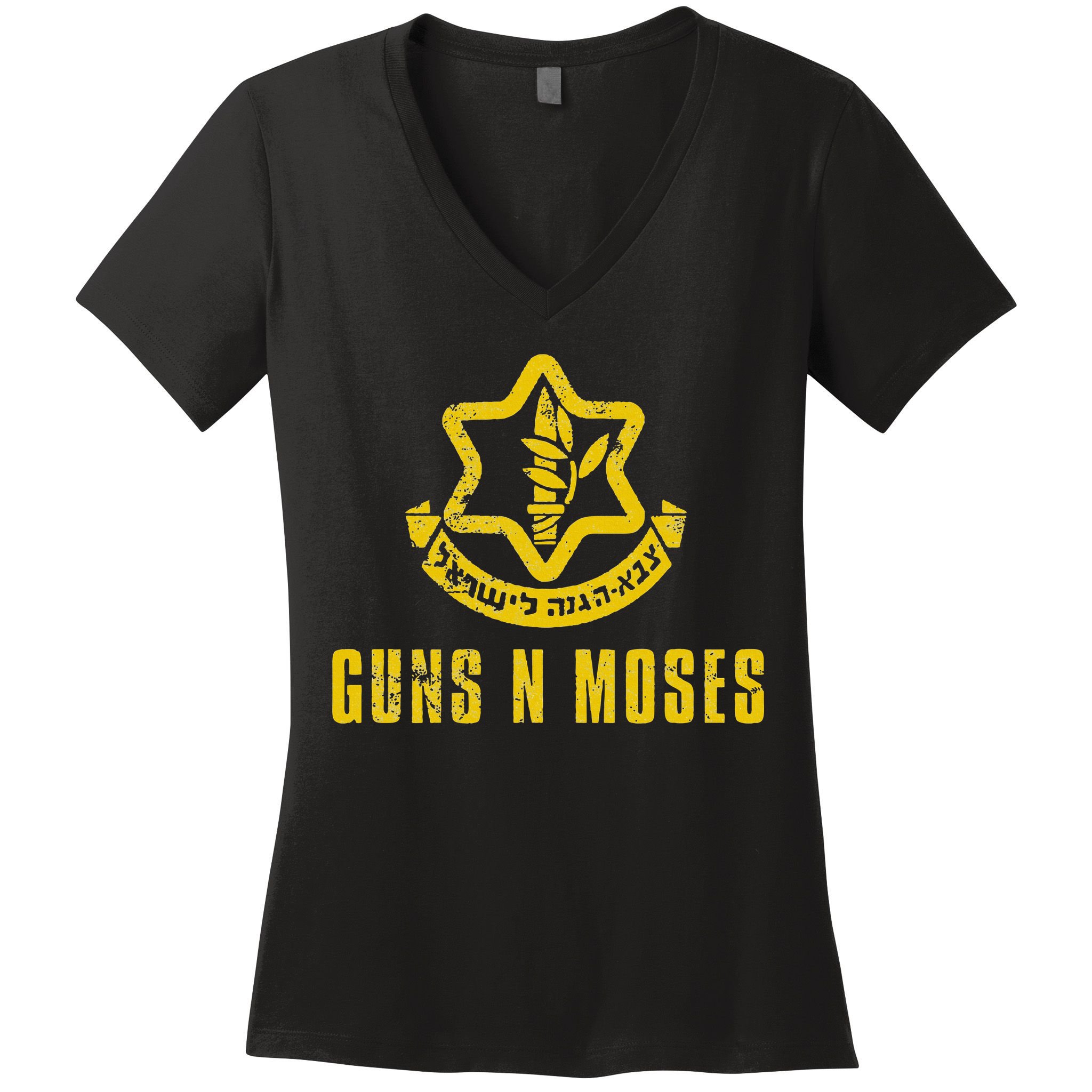 Guns N Moses Israel Defense Forces IDF Tzahal Krav Maga Women's V-Neck T-Shirt