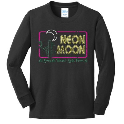 Groovy Neon Moon Lyrics Music 70s Retro Cactus Kids Long Sleeve Shirt