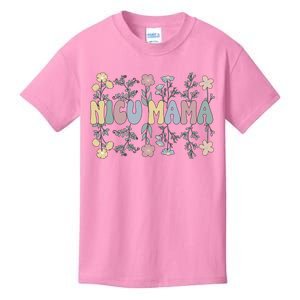 Groovy NICU Mama Flowers Mother Of A NICU Warrior Kids T-Shirt