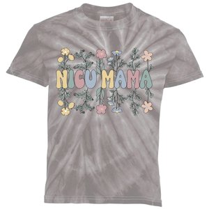 Groovy NICU Mama Flowers Mother Of A NICU Warrior Kids Tie-Dye T-Shirt