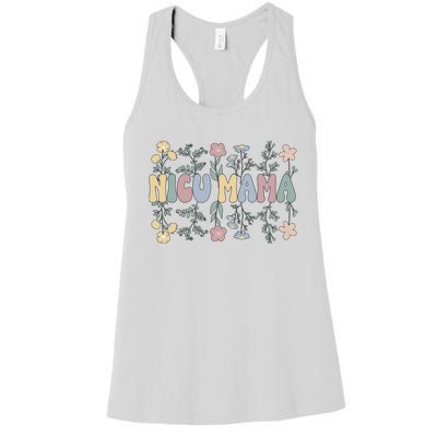 Groovy NICU Mama Flowers Mother Of A NICU Warrior Women's Racerback Tank