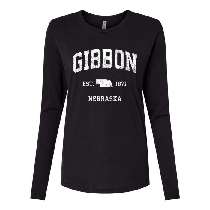 Gibbon Nebraska Ne Vintage Athletic Sports Womens Cotton Relaxed Long Sleeve T-Shirt