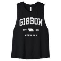 Gibbon Nebraska Ne Vintage Athletic Sports Women's Racerback Cropped Tank