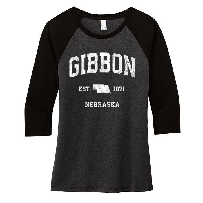 Gibbon Nebraska Ne Vintage Athletic Sports Women's Tri-Blend 3/4-Sleeve Raglan Shirt