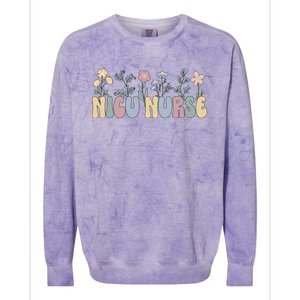 Groovy Nicu Nurse Flowers Nicu Nursing Gift Colorblast Crewneck Sweatshirt