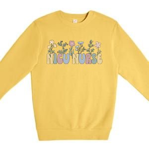 Groovy Nicu Nurse Flowers Nicu Nursing Gift Premium Crewneck Sweatshirt