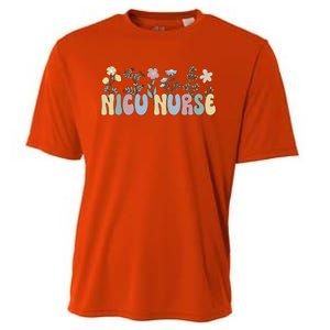 Groovy Nicu Nurse Flowers Nicu Nursing Gift Cooling Performance Crew T-Shirt