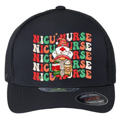 Groovy NICU Nurse Christmas Gnome Costume Neonatal Nurse Flexfit Unipanel Trucker Cap